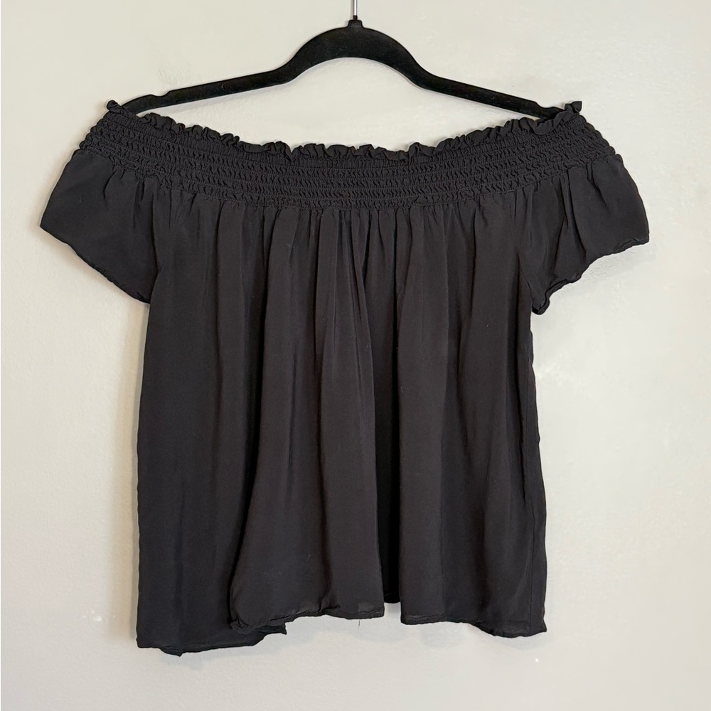 Talula Off-Shoulder Smocked Top (Black) | XS